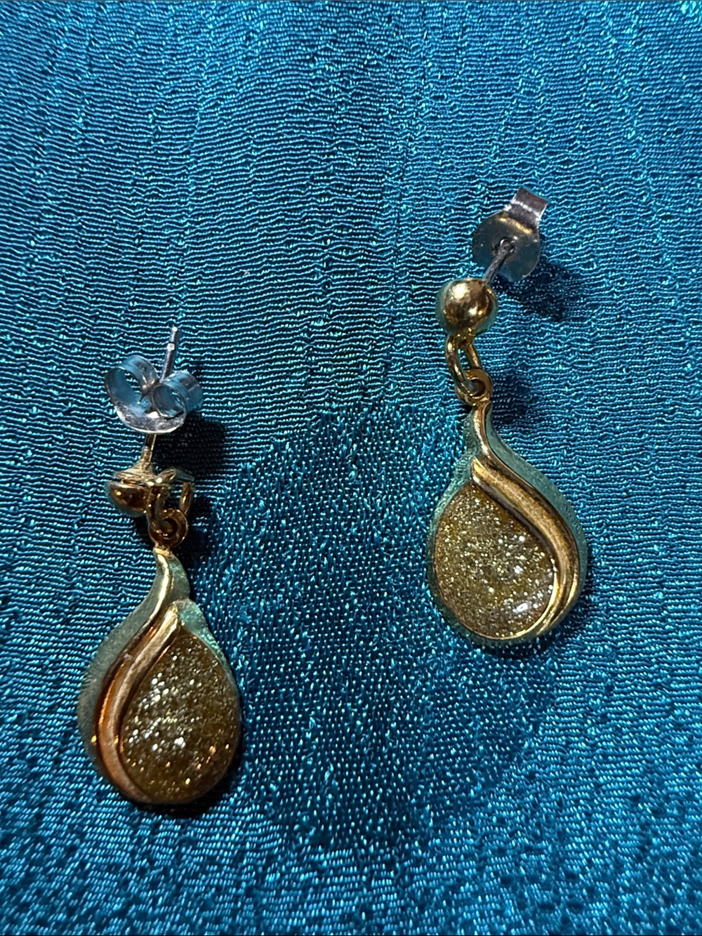 Gold Teardrop Druzy Dangle Earrings - Women Jewelry